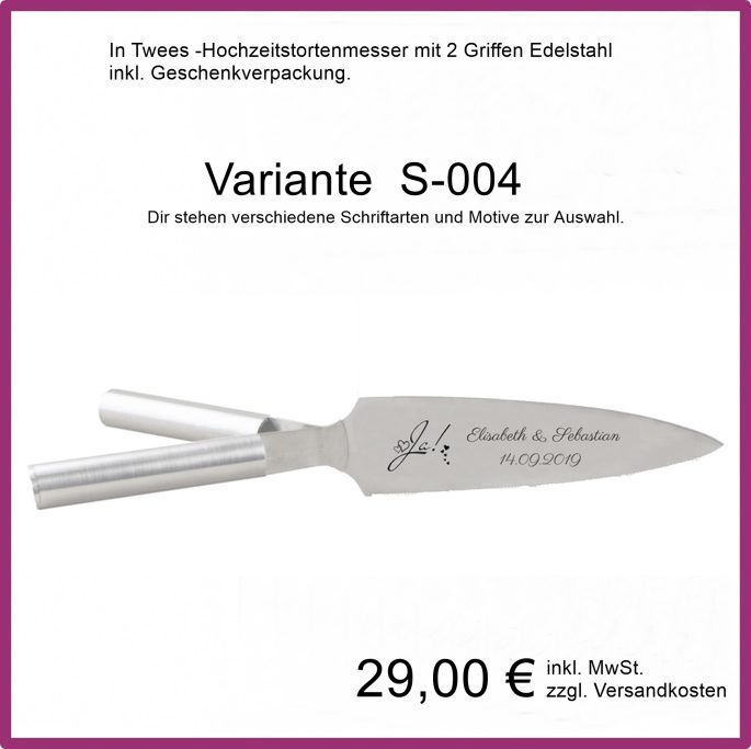 Hochzeitstortenmesser mit 2 Griffen Hochzeitstortenmesser mit 2 Griffen